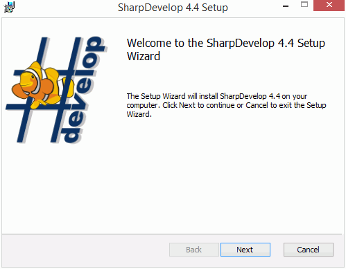 SharpDevelop, comienzo de instalación